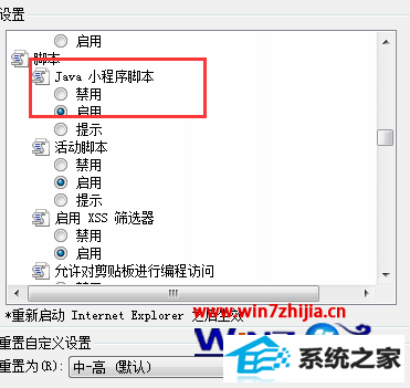 启用java小程序脚本选项